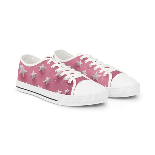 Sneakers - White Star on Pink